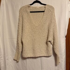 Altar'd State Cream Textured V-Neck Sweater